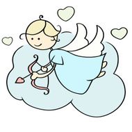 cupid flying on cloud