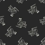Puss In Boots doodle seamless pattern background N2