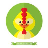 Chicken flat icon on green background