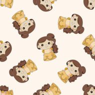 fairytale princess cartoon seamless pattern background N3