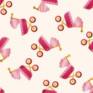 Baby carriages cartoon seamless pattern background N6