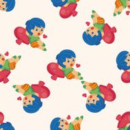 little kid with heart cartoon seamless pattern background N2