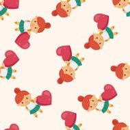 little kid with heart cartoon seamless pattern background N3