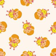 little kid with heart cartoon seamless pattern background N5