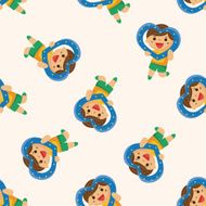 little kid with heart cartoon seamless pattern background N6