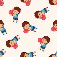 little kid with heart cartoon seamless pattern background N7