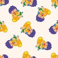 little kid with heart cartoon seamless pattern background N8