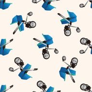 Baby carriages cartoon seamless pattern background N7