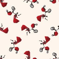 Baby carriages cartoon seamless pattern background N10