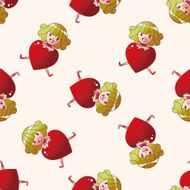 little kid with heart cartoon seamless pattern background N13