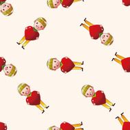 little kid with heart cartoon seamless pattern background N17