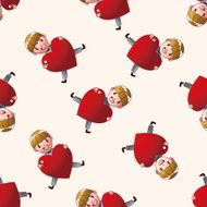 little kid with heart cartoon seamless pattern background N18