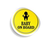 sticker of baby on board yellow vector