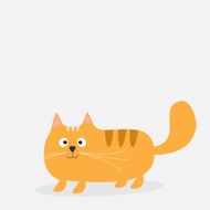 Cute cartoon red fat cat Card Kids background Flat design