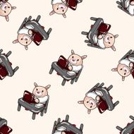 animal worker cartoon seamless pattern background N3