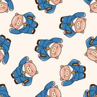 animal worker cartoon seamless pattern background N4