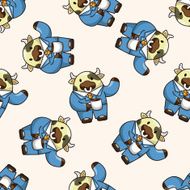 animal worker cartoon seamless pattern background N5
