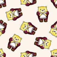 animal worker cartoon seamless pattern background N6