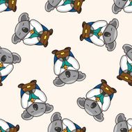 animal worker cartoon seamless pattern background N7