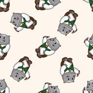 animal worker cartoon seamless pattern background N8
