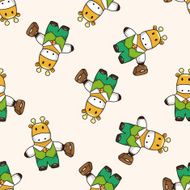 animal worker cartoon seamless pattern background N9