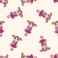 family girl character cartoon seamless pattern background N3