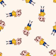 family boy character cartoon seamless pattern background N3