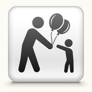 Square Button with Stick Figure &amp; Balloons