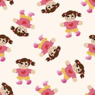 family girl character cartoon seamless pattern background N5