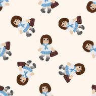 family girl character cartoon seamless pattern background N6