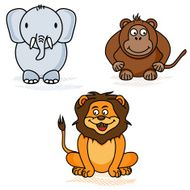 Elephant monkey and lion - the style of childrens drawings