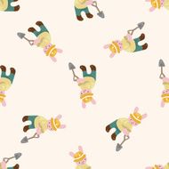animal rabbit worker cartoon seamless pattern background