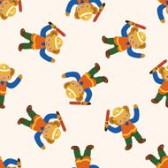 animal monkey worker cartoon seamless pattern background