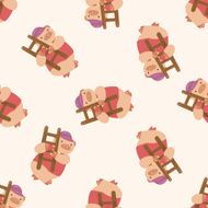 animal pig worker cartoon seamless pattern background