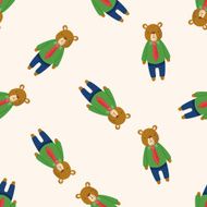 animal bear worker cartoon seamless pattern background N3