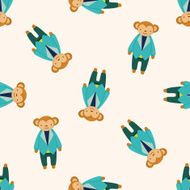 animal monkey worker cartoon seamless pattern background N2