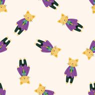 animal cat worker cartoon seamless pattern background N2