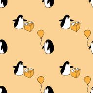 seamless pattern with party penguins