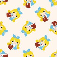 fairytale princess cartoon seamless pattern background N13