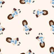 family girl character cartoon seamless pattern background N7