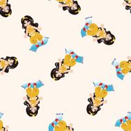 fairytale princess cartoon seamless pattern background N16