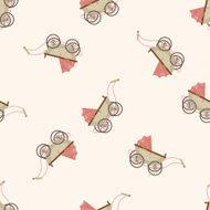 Baby carriages cartoon seamless pattern background N12