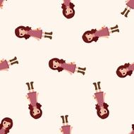 family girl character cartoon seamless pattern background N10