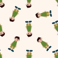 family boy character cartoon seamless pattern background N10