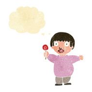 cartoon fat child with thought bubble