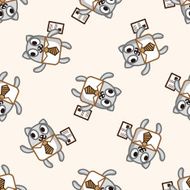animal cat worker cartoon seamless pattern background N3