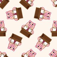 animal pig worker cartoon seamless pattern background N3