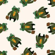 animal frog worker cartoon seamless pattern background N2
