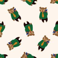 animal bear worker cartoon seamless pattern background N5