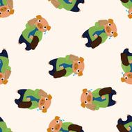 animal pig worker cartoon seamless pattern background N4